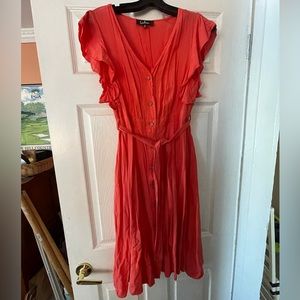 Lulus Size M Coral Button Up Midi Dress